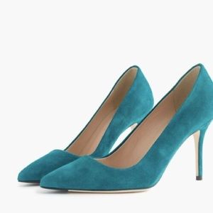 Elsie suede Jcrew pump vivid jade